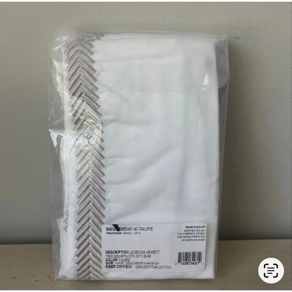 The Company Store Legends Hotel Hewett Taupe Egyptian Cotton Sateen Sham - King